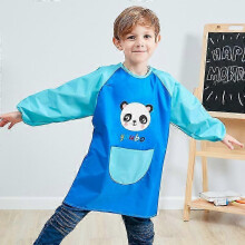 (M, Dark Blue) Unisex Boys Girls Waterproof Art Smock Kids Painting Aprons with Pockets Long Sleeve&Sleeveless Age 3-12 Years