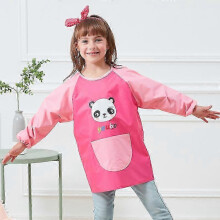 (M, Rose red) Unisex Boys Girls Waterproof Art Smock Kids Painting Aprons with Pockets Long Sleeve&Sleeveless Age 3-12 Years