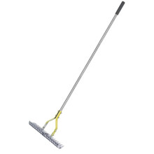 Rastrillo de Paja Descompactador - Rastrillo de Jardín de 15 Pulgadas de Ancho, Mango Ajustable de Acero Inoxidable