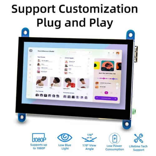 4.3inch LCD Display 800x480 Capacitive Touch Screen for Raspberry Pi 5 4B 3B 3B 2B B+ B 3A+ A+ Zero W Zero 2