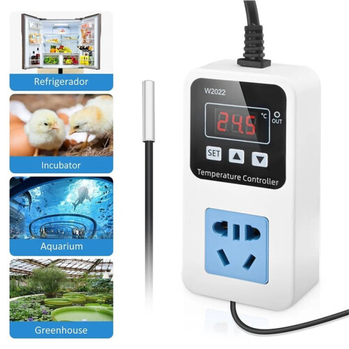 W2022 Digital Temperature Controller Socket, 1500W  Thermostat Regulator with Waterproof Sensor EU Plug 1