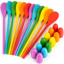 2sets Wooden Egg Spoon Race Game Balance Stick Relay Race for Kids Easter Eggs Find Outdoor Lawn Sports Teaching Tools