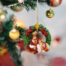 Crèche YiFudd avec la Sainte Famille au centre, décorations religieuses pour l'intérieur et l'extérieur de la maison.