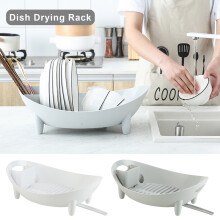 Escurridor de platos SUSUchens, gran capacidad, resistente, diseño con ranuras elevadas, compatible con encimeras de cocina, gris.
