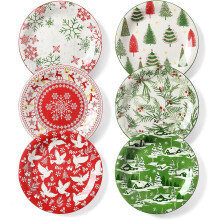 Ensemble de 6 bols à pâtes de Noël, saladier de 20 cm, bol large et peu profond pour la cuisine, compatible lave-vaisselle et micro-ondes.
