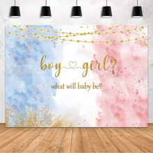 Gender Reveal Backdrop Watercolor Rose Gold Navy Blue 1 Pack