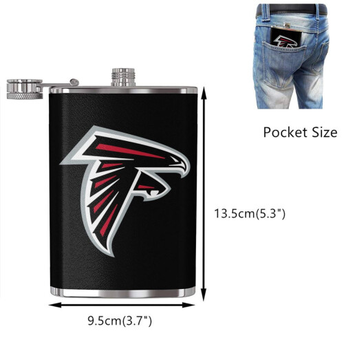 Falcons Flagon Hip Flask8oz, Ανοξείδωτο ατσάλι και δέρμα κατάλληλο για τρόφιμα, Συμβατό με 1