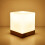 WOVTE Cube Glass Table Lamp Oak White E27 Dimmable LED 1
