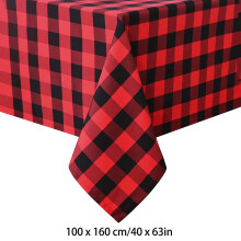 Nappe de Noël en liquidation, 101,6 x 160 cm, à carreaux noirs et rouges, motif Buffalo, idéale pour une décoration de Noël champêtre.