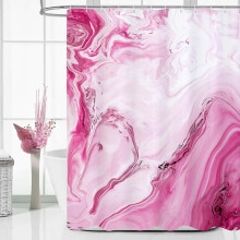 Rideau de douche extra long en marbre rose vif (183 x 213 cm), motif ombré moderne, tissu aquarelle abstrait XL pour une décoration de salle de