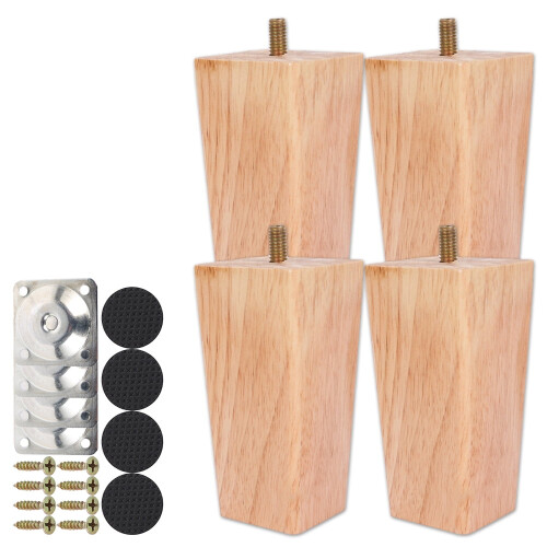 Sofa Legs Replacement Wooden 4PCS 10cm Natural 1