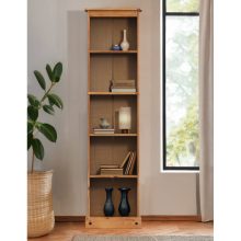 Corona Bookcase Tall Narrow Large Display shelf Solid Wood Pine Wooden Slim
