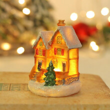 Jolis petits villages de Noël miniatures en résine avec lumières LED, décorations de Noël, objets de collection, cadeau pour adultes et enfants