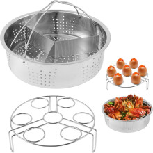 Panier vapeur CNKOO avec support à œufs, séparateur et trépied en acier inoxydable, compatible avec Instant Pot 5 et 6 QT