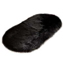 Tapis de chambre RBCKVXZ doux, housse de chaise, tapis en fausse laine de mouton, chaud et duveteux, 91 x 61 cm, noir, indispensable pour la maison,