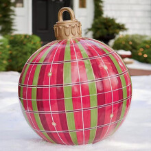 Boule de Noël gonflable d'extérieur décorée en PVC, géante lumineuse et brillante, décoration pour sapin, jouet d'extérieur, 60 cm, DQ12