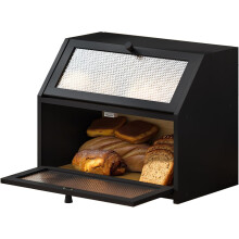 Panera extragrande de doble capa para encimera de cocina - Bambú blanco, ventanas con diseño de rombos, contenedor de almacenamiento de gran