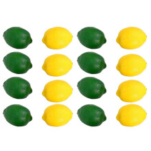 Paquete de 16 limones artificiales para rellenar jarrones, decoración de fiestas en el hogar y la cocina, color amarillo y verde.