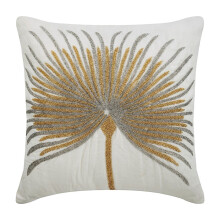 Housse de coussin zippée, « L'amour pousse sur les arbres » - Housse de coussin décorative carrée 30 x 30 cm en soie blanc ivoire avec broderie
