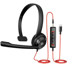 HW02USB C/3.5 Headset mit Mikrofon, Computer-Headset mit integrierter Stummschaltung und Lautstärkeregelung, kabelgebundenes Headset