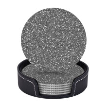 Lot de 6 sous-verres en cuir, imprimé texture argentée fine, pour boissons, dessous de tasse, cadeau de pendaison de crémaillère, idéal pour la
