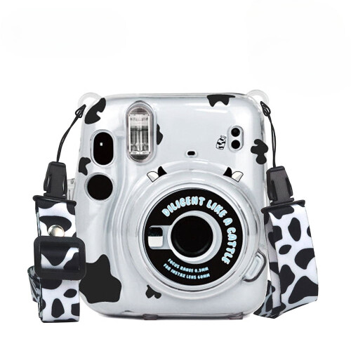 Capa protetora compatível com Instax Mini 11, capa rígida para câmera instantânea com alça de ombro ajustável e adesivos, transparente. 1