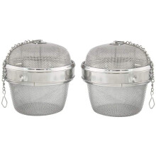 Boule à épices sphérique en acier inoxydable de 7,6 cm (3 pouces) avec chaînette et système de verrouillage par rotation, filtre à thé, herbes