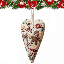 (Gingerbread Man) DIY Heart Embroidery Christmas Decoration,Christmas Heart Embroidery Kit