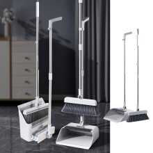 Ensemble balai, pelle et brosse de sol WLAGOOD 3 en 1 avec manche en acier inoxydable - Convient pour le nettoyage de la maison et du bureau