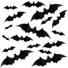 DIY Halloween Party Supplies PVC 3D Decorative Scary Bats Wall Decal Wall Sticker, Halloween Eve Decor Home Window Decoration Set, 32pcs