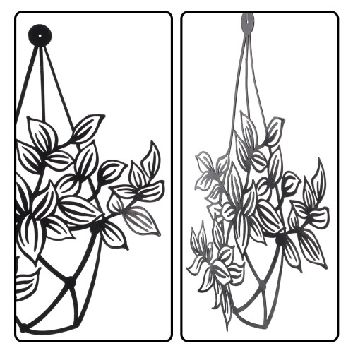 Silhouette de fleurs en fer forgé, sculpture murale décorative, bordure noire. 2