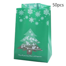 ZPAQI50 pezzi Sacchetti di plastica natalizi per caramelle, fiocchi di neve, albero di Natale, confezione per biscotti, decorazione