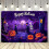 Fabric Banner Background with Pumpkin Bat Moon Theme for 5