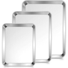 Ensemble de 3 plaques de cuisson en acier inoxydable Casewin, non toxiques et antirouille, finition miroir, faciles à nettoyer, compatibles