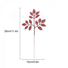 (Red) 2023 New,Xmas Tree Glitter Leaves Party 12pcs Lifelike Delicate And Elegant 29*5*1 Cm Plastic DIY Decoration