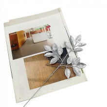 (Silver) 2023 New,Xmas Tree Glitter Leaves Party 12pcs Lifelike Delicate And Elegant 29*5*1 Cm Plastic DIY Decoration