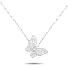Naszyjnik z motylem z 18-karatowego białego złota z diamentami o wartości 0,65 ct, ANK-16555, LB Exclusive