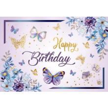 Décoration personnalisée papillon pour anniversaire, bannière violette pour gâteau et gâteau, thème « Joyeux anniversaire »