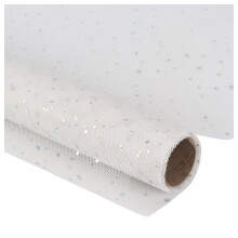 Liquidation de papier cadeau Begin, Filet à fleurs en maille pailletée blanche pour emballage de bouquet, 1 pelote de fil à paillettes