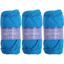 Paquete de 3 ovillos de hilo de ganchillo Threadart 100 % algodón puro, tamaño 2 | Azul marino oscuro | Ovillos de 50 gramos | Hilo fino n. 2 |