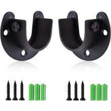 Supports de tringle à vêtements NOGIS en acier inoxydable, diamètre 1,5 po, lot de 2, robustes, embouts noirs avec vis