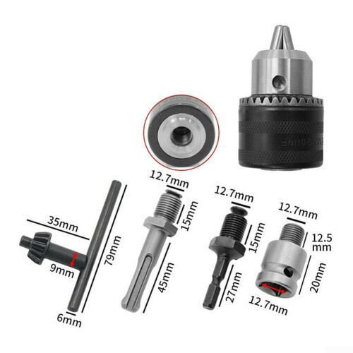 Adaptateur de mandrin pour perceuse à percussion rotative robuste 1/2" (5 pièces) - Queue SDS Plus 1,5-13 mm 1