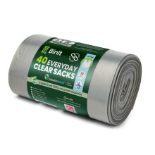 BIN IT 40 Clear Large 70L Strong & Secure, Tie Top, Recycling Sacks, Bin Bags, Bin Liners, Refuse S