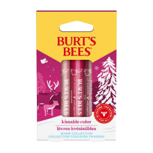 Burt's Bees Gift Set, 3 Lip Shimmers in Peony, Rhubarb and Fig Shades, Kissable Colour, 3x2.6g, Mul