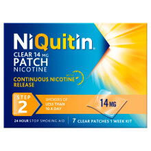 NiQuitin 14mg Nicotine Patches (Step 2 - 7 Clear Patches) - 24 Hour Craving Control - 1 Week Treatm
