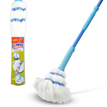 Spontex Twist Mop Microfibre Mop with Built-In Self Wringing System Non-Scratch Scourer Pad for Tou