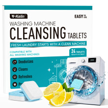 Y-Kelin Washing Machine Cleaner & Descaler Tablets, 24 Pack For HE Front Load & Top Load Washers