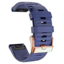 (Midnight Blue) Silicone watch bands for Garmin Fenix 7s, rose gold buckle 20mm strap