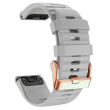 (Grey) Silicone watch bands for Garmin Fenix 7s, rose gold buckle 20mm strap
