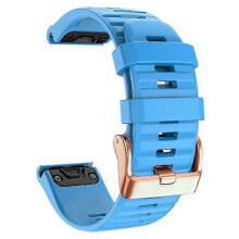 (Blue) Silicone watch bands for Garmin Fenix 7s, rose gold buckle 20mm strap
